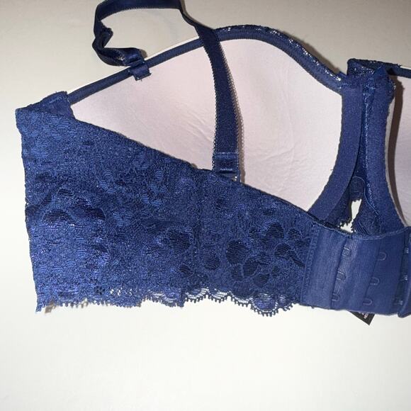 Victoria’s Secret Dream Angels Strapless Bra 36C Navy Blue Lace Push‑Up Grey - Picture 14 of 16